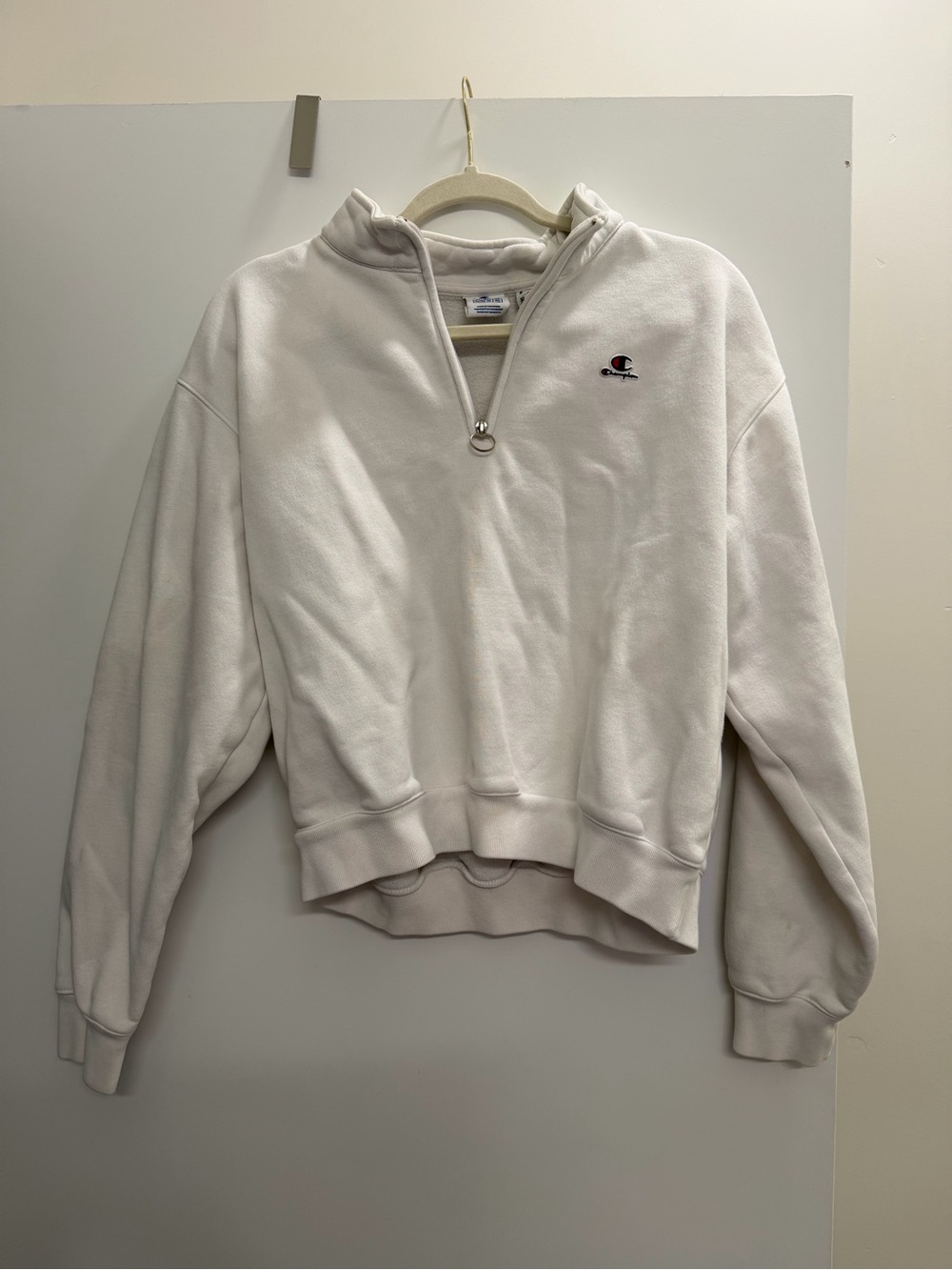 Champion White Quarter-Zip Pullover Sweatshirt